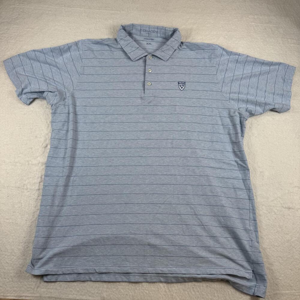 B. Draddy Polo Shirt Mens Size 2XL Blue Striped Golf Pima Cotton Stretch